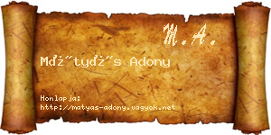 Mátyás Adony névjegykártya
